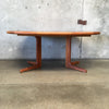 Mid Century Round Teak Dining Table w/1 Leave