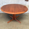 Mid Century Round Teak Dining Table w/1 Leave
