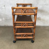Vintage Bamboo Three Tier Rolling Cart