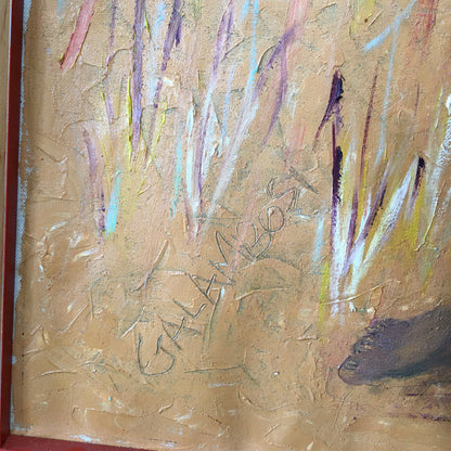 Mid Century Oil On Canvas Painting