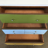 Mid Century White Formica Top Desk w/Colorful Drawers