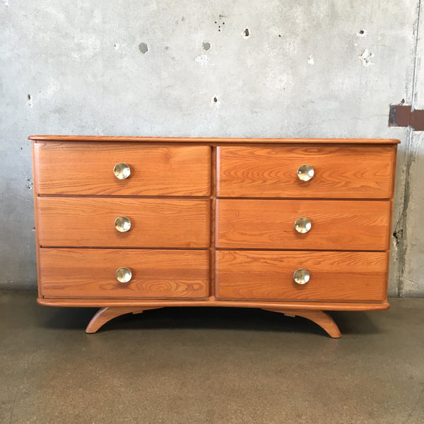 1950's Solid Oak Six Drawer Dresser By Ronney And Sons