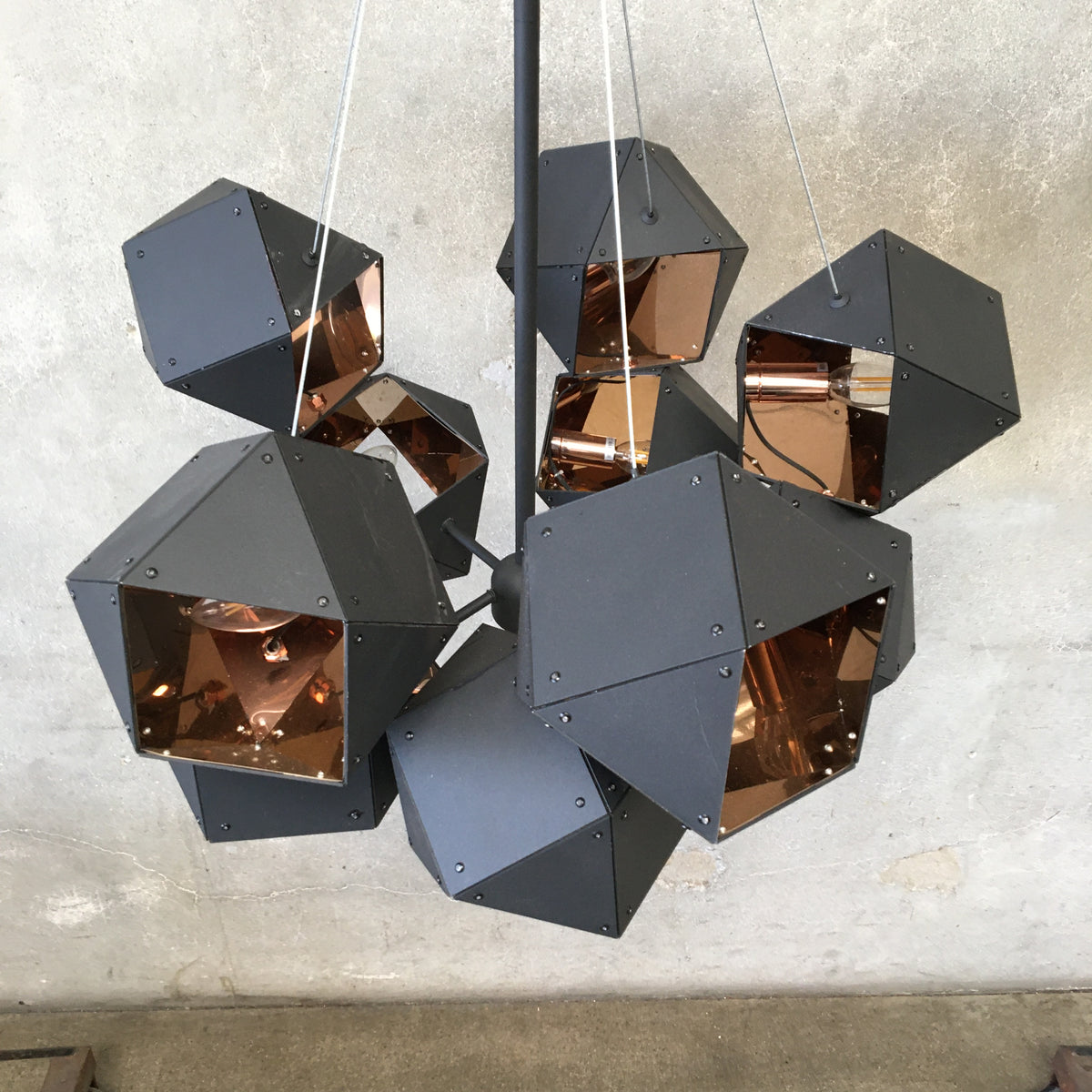 Welles Central Chandelier by Gabriel Scott Blackened Steel & Copper