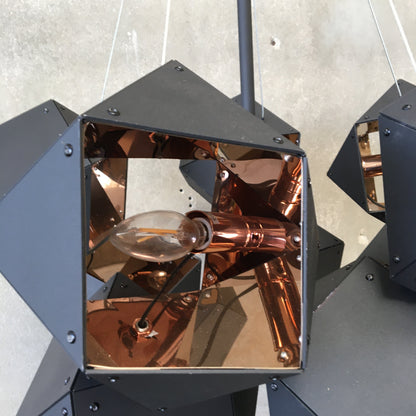 Welles Central Chandelier by Gabriel Scott Blackened Steel & Copper