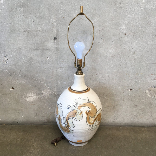 1970's Hand Thrown Ceramic Pottery Lamp By Wishon Harrel