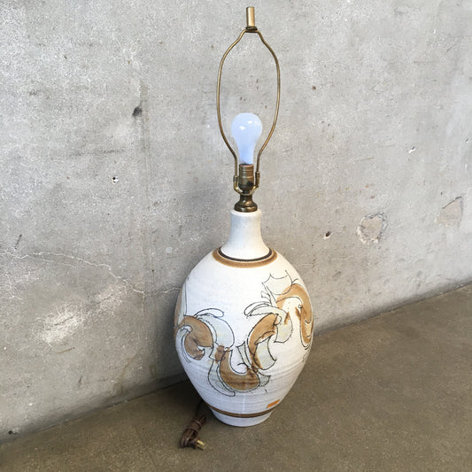 1970's Hand Thrown Ceramic Pottery Lamp By Wishon Harrel