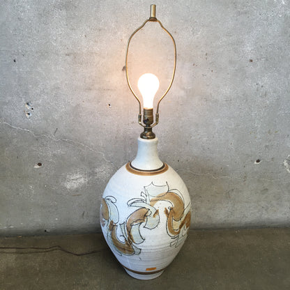 1970's Hand Thrown Ceramic Pottery Lamp By Wishon Harrel