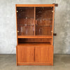 Vintage Two Tier Danish Hutch With Glass Doors