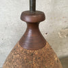 Mid Century Walnut & Cork Large Lamp
