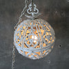Vintage Ornate Round Hanging Wrought Iron Light Fixture