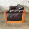 Post Modern Oak + Tufted Leather Sofa