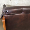 Post Modern Oak + Tufted Leather Sofa