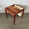 Walnut Side Table With Canvas Magazine Holder
