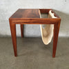 Walnut Side Table With Canvas Magazine Holder