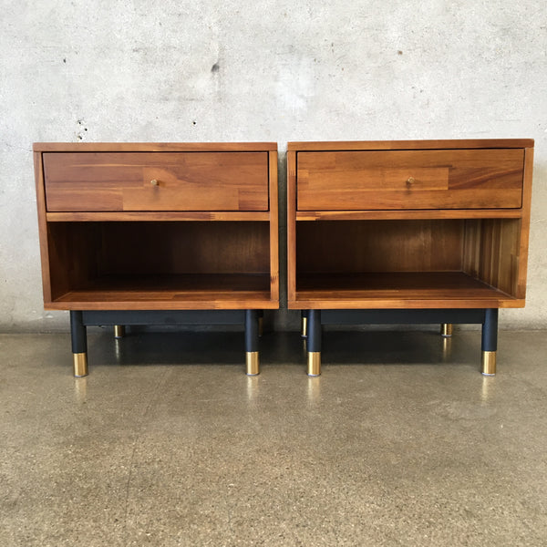 Pair of Soho Acacia Wood Side Tables/Nightstands