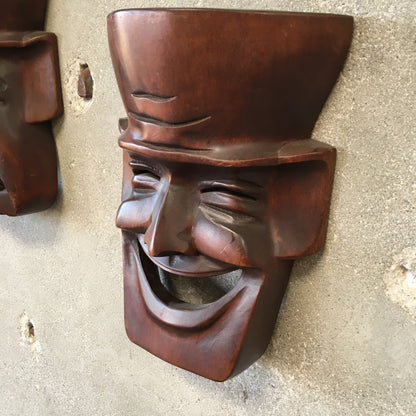 Vintage Pure Comedy And Pure Tragedy Carved Masks