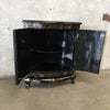 1950's Vintage Eastern Asian Hand-Painted Black Lacquer Corner Cabinet