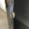 1950's Vintage Eastern Asian Hand-Painted Black Lacquer Corner Cabinet