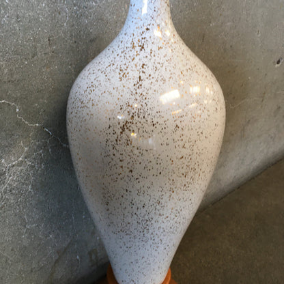 1960's Gold Fleck Ceramic and Wood Lamp