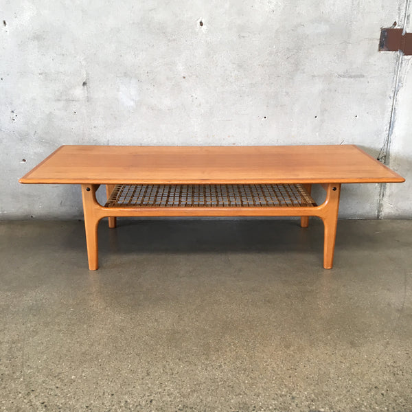 Teak And Cane Danish Coffee Table By Trioh Mobler