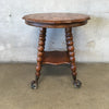 Victorian Quarter Sawn Oak Parlor Table With Claw & Crystal Ball Feet