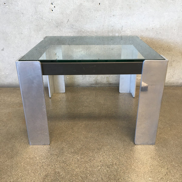 Mid Century Chrome & Glass End Table