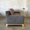 Custom Giltwood Upholstered Sofa in Charcoal Corduroy