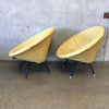 Pair of Butter Yellow Mid Century Modern Zori Swivel Saucer Chairs