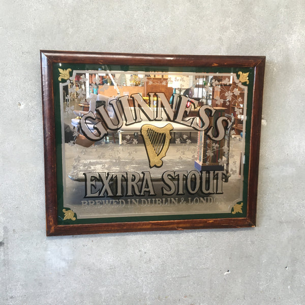 Antique Reverse Painted Guinness Advertising Mirror