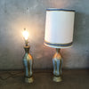 Pair of Vintage Gold & Blue Lamps