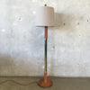 Post Modern Oak & Brass Tone Floor Lamp