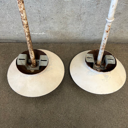 Pair Of Vintage Mid Century Industrial Modern Globe Lamps
