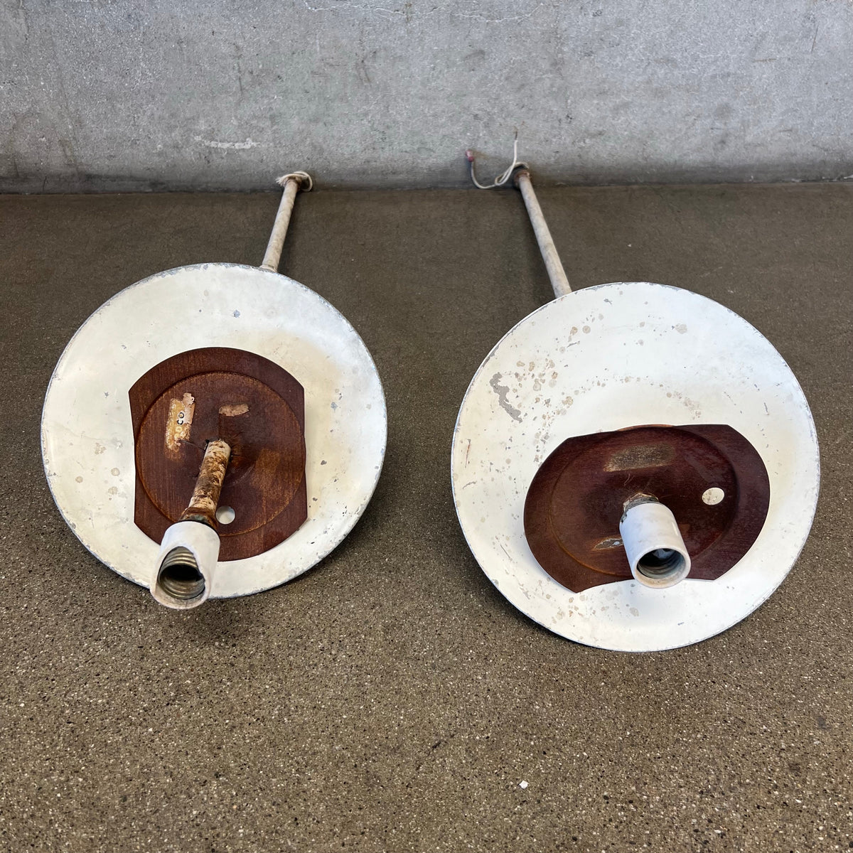 Pair Of Vintage Mid Century Industrial Modern Globe Lamps