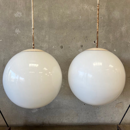 Pair Of Vintage Mid Century Industrial Modern Globe Lamps