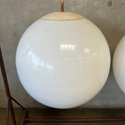 Pair Of Vintage Mid Century Industrial Modern Globe Lamps
