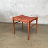 Mid Century Teak & Paper Cord Stool/Ottoman By Peter Kristensen