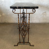 1920's Iron Table With Black Veined Marble Top