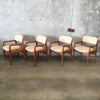 Benny Linden Set of Four Teak Arm Chairs In Oatmeal Fabric