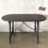 Monterey Oval Console Table w/Iron Stretchers & Leather Top