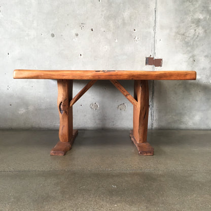Mid Century Wood Slab Table / Desk