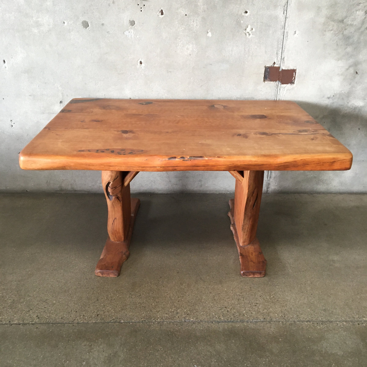Mid Century Wood Slab Table / Desk