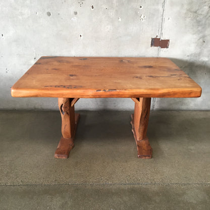 Mid Century Wood Slab Table / Desk