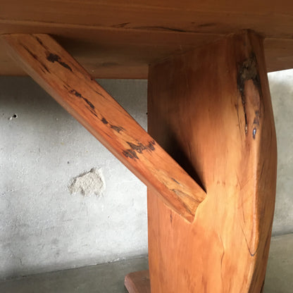 Mid Century Wood Slab Table / Desk
