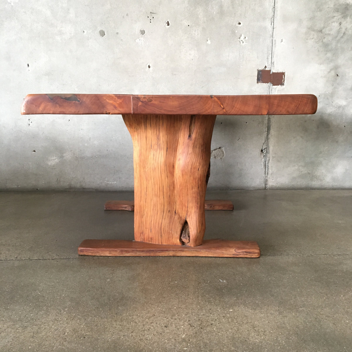 Mid Century Wood Slab Table / Desk
