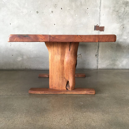Mid Century Wood Slab Table / Desk