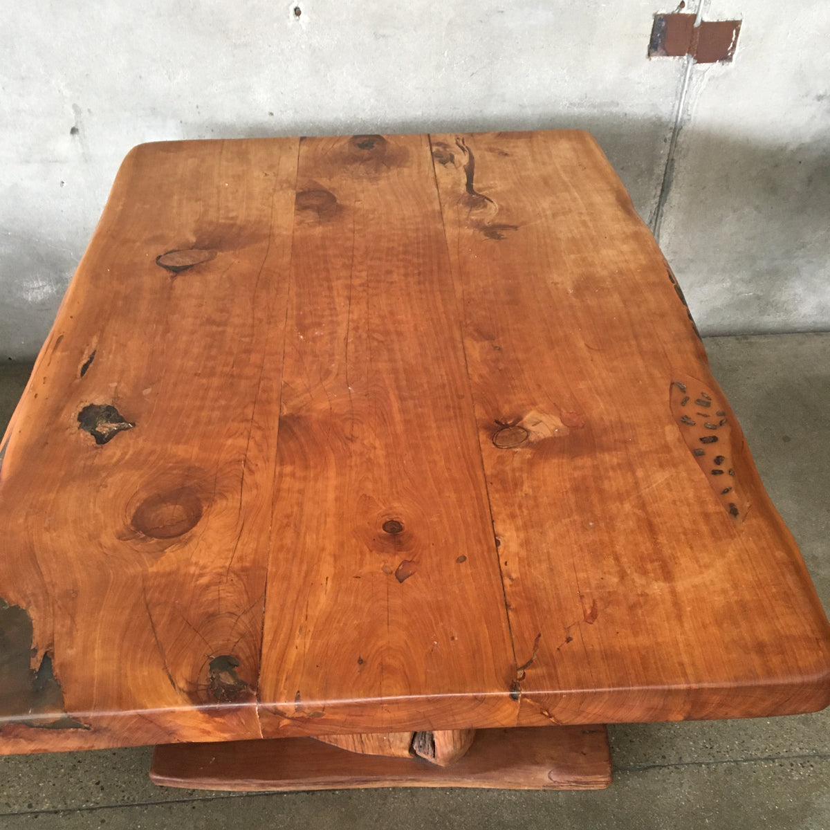Mid Century Wood Slab Table / Desk