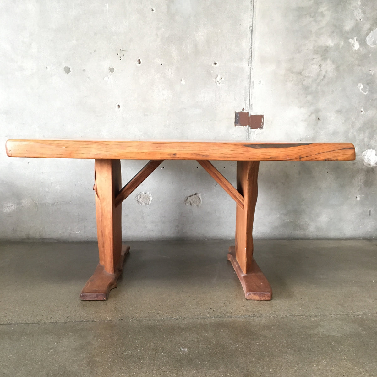 Mid Century Wood Slab Table / Desk