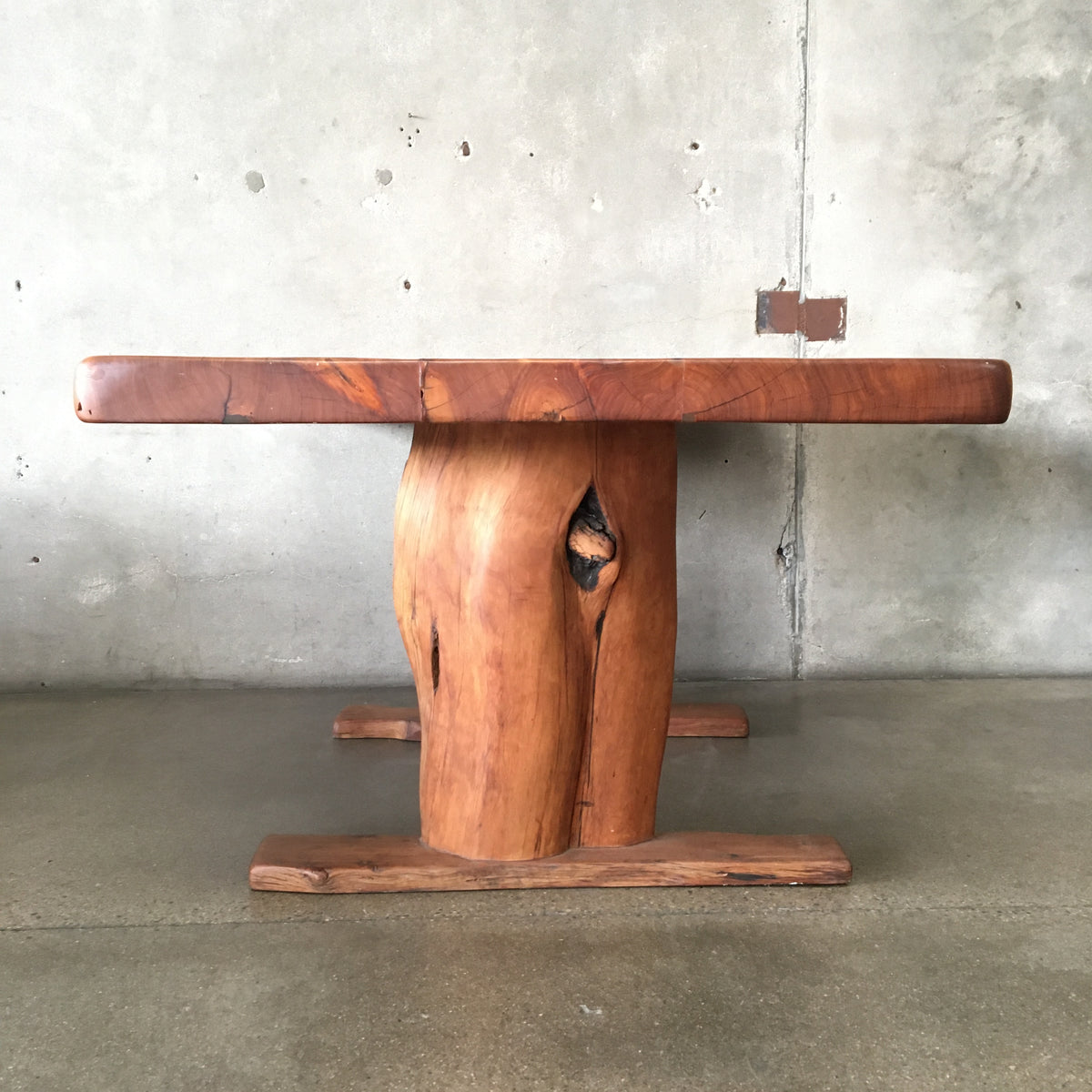 Mid Century Wood Slab Table / Desk