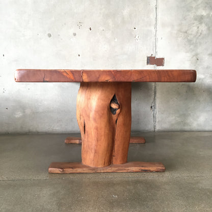 Mid Century Wood Slab Table / Desk