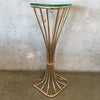 Pair Of Hollywood Regency Brass Stand With Glass Tops